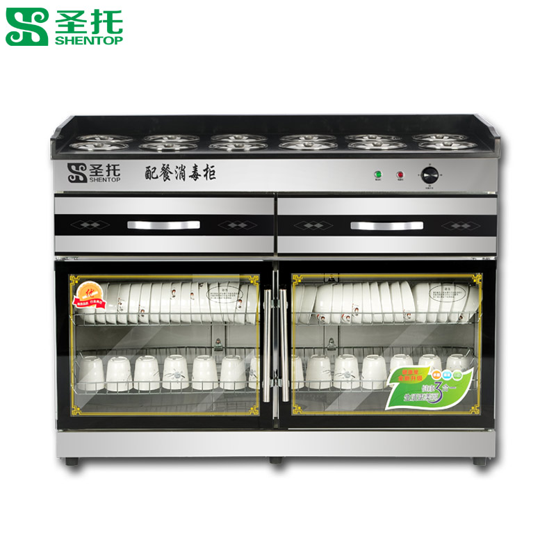 圣 托（shentop） 消毒柜立式 家用橱柜 双门臭氧消毒碗柜 商用不锈钢配餐柜 饭店YTP380-G5