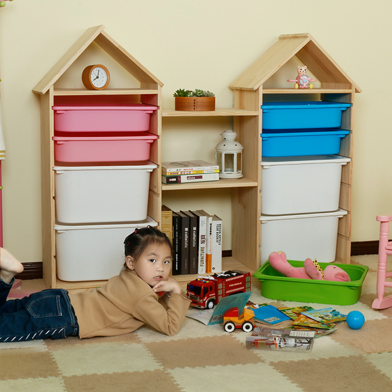 儿童玩具收纳架家用幼儿园玩具储物柜整理架宝宝玩具架实木书柜高清大图