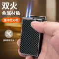 双火直冲大火力雪茄打火机翻盖全金属透明可视气窗男士礼
