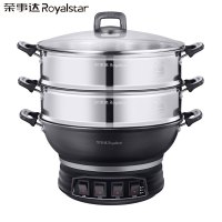 荣事达多功能电热锅电蒸锅电炒锅炒菜锅大容量一体铸铁无涂层家用RDQJ3-34双笼款