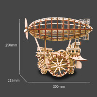 若态若客齿轮之械 木质机械传动模型3d立体拼插拼图创意diy手工拼装模型玩具男孩 LK702空之戟飞艇