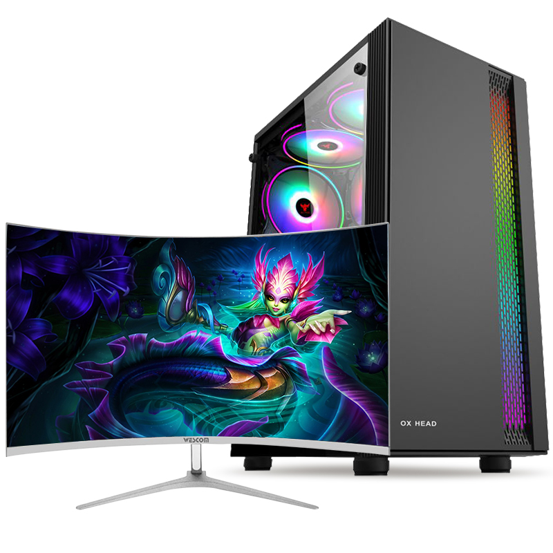 铭能 i9级十六核E5-2698BV3/RTX3060 12G独显/64G内存/1T固态 台式电脑 台式机电脑主机组装电脑 家用办公电脑商务娱乐学生游戏电脑台式组装机+32英寸曲面高清大图