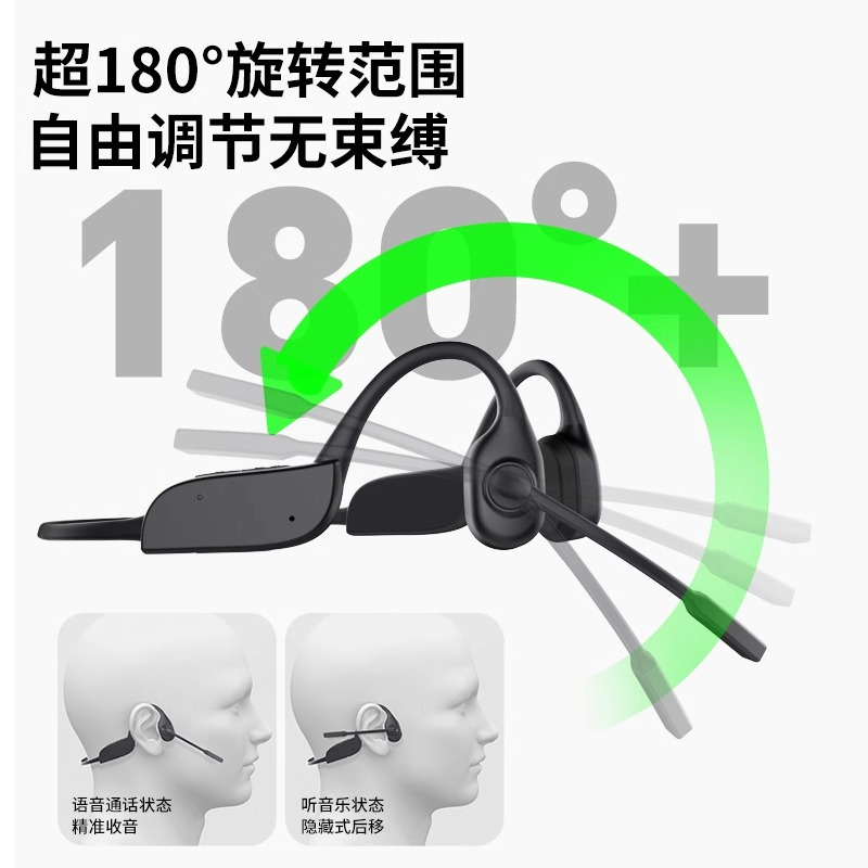 飞利浦(PHILIPS)骨传导蓝牙耳机旋转麦杆双重防水超清通话降噪无线持久续航TAN5609黑