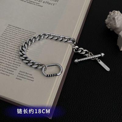 不锈钢OT扣手链男女潮ins小众设计手环情侣礼物个性古巴链手饰品 OT扣手链[18cm推荐女士]