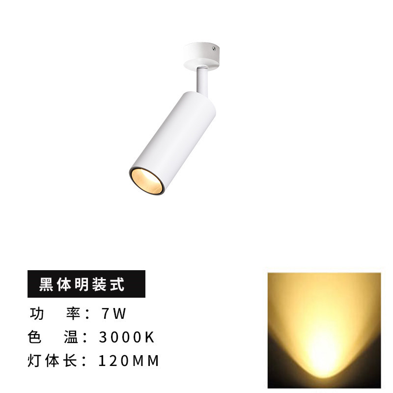 长筒胡桃射灯明装里小射灯餐饮KTV清吧酒吧LED 7W 3000K 长120mm 暖光