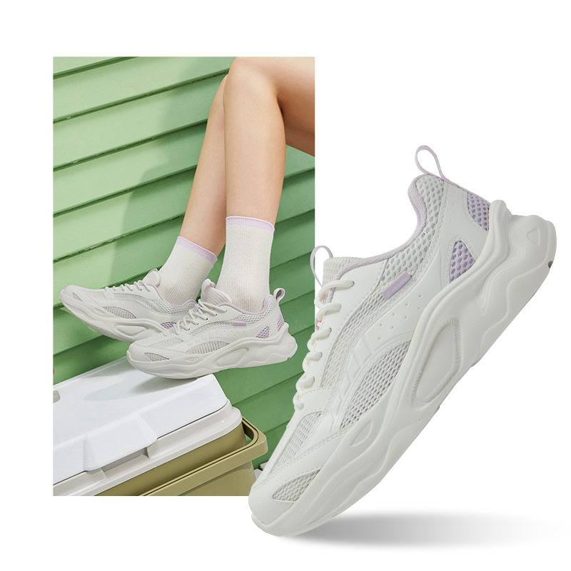 361°女鞋运动鞋新款女复古文化鞋682526772 羽毛白/微葡萄紫 38码