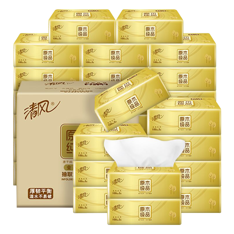 清风 金装 3层100抽24包*1箱
