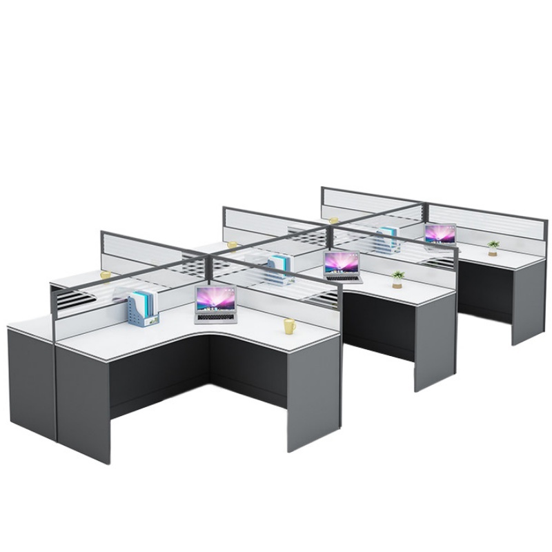 攸形电脑桌六人420*240*110cm张高清大图