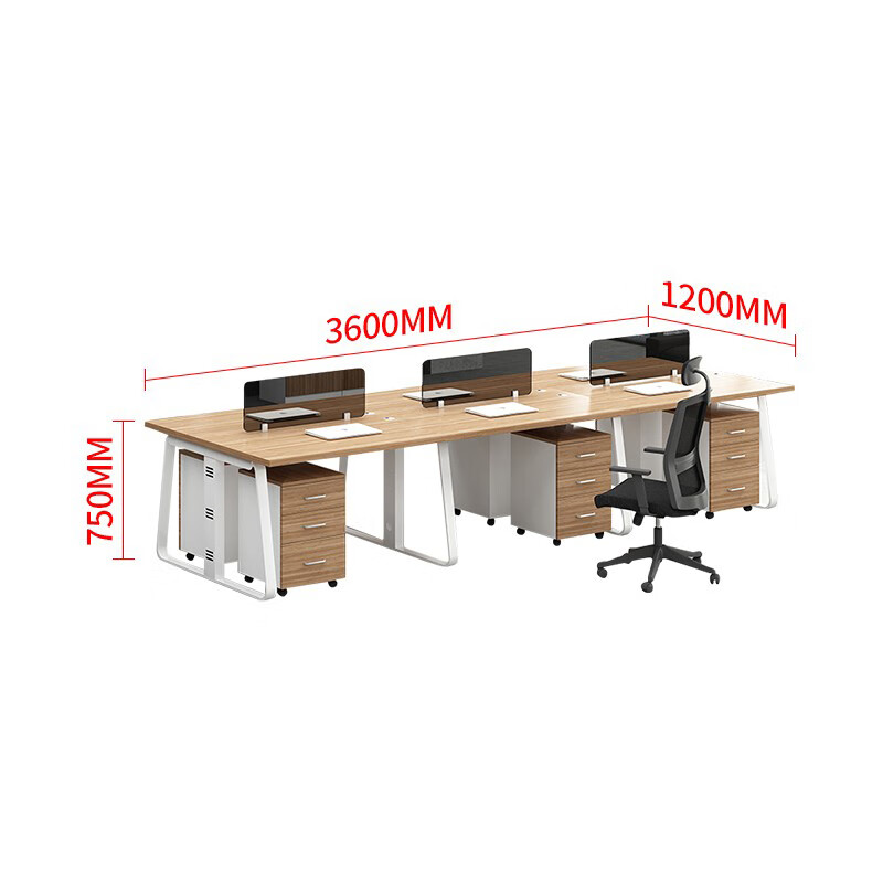 域赢办公桌椅组合财务办公桌职员工位屏风隔断卡位电脑桌六人位含柜高清大图