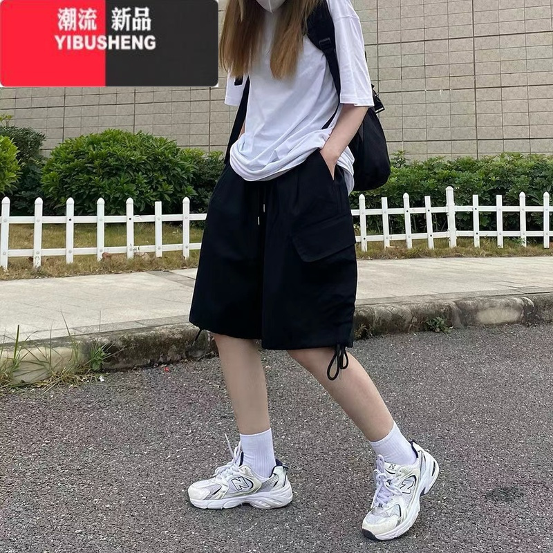 YIBUSHENG季大码300斤胖mm薄款宽松休闲显瘦工装短裤女高腰复古休闲裤潮