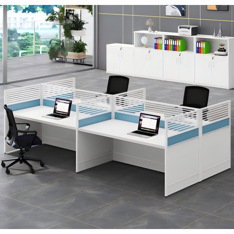 匹客 办公桌简约现代屏风职员财务四人位隔断式卡座员工双人工位 一字型单人位 1位