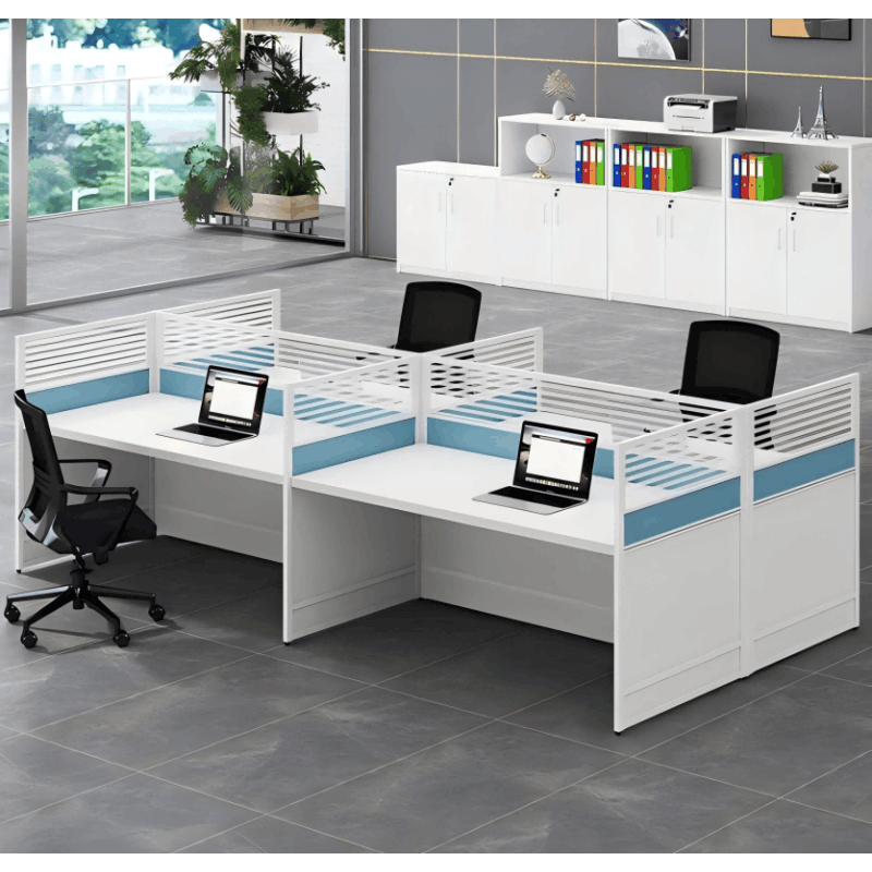 匹客 办公桌简约现代屏风职员财务四人位隔断式卡座员工双人工位 一字型单人位 1位图片