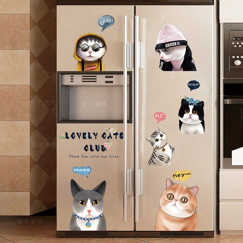 冰箱贴纸装饰贴画卡通温馨餐厅厨房橱柜玻璃自粘冰箱贴创意装饰品b款