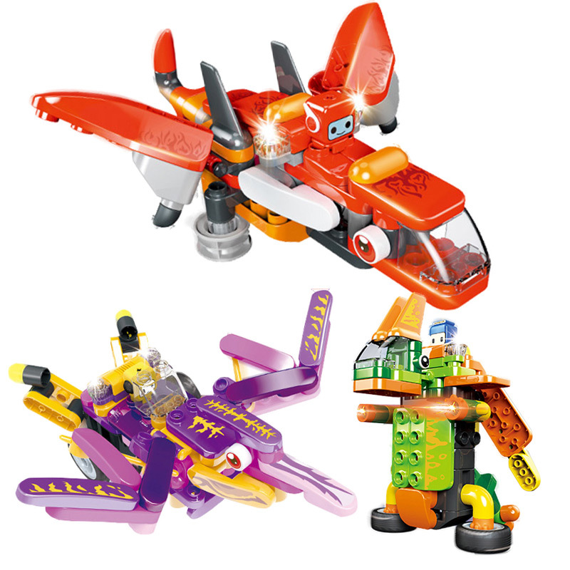 新款百变布鲁可玩具拼装积木恐龙大变身赤甲飞龙布鲁克小队搭建版布布