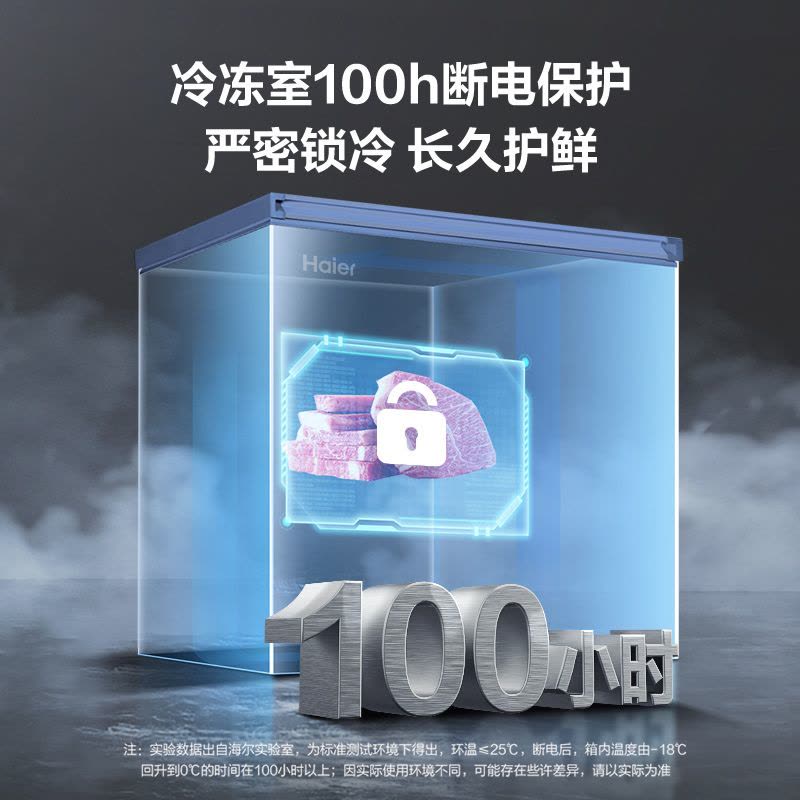海尔(Haier)210升卧式冰柜冷柜 大冷冻小冷藏冰箱 双温储鲜双重抗菌 100h断电保护 FCD-210GHXD图片