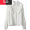 YIBUSHENG荷叶边泡泡袖白衬衫女春秋高级感设计感小众甜美法式长袖上衣别致
