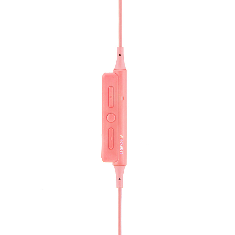 铁三角(Audio Technica)ATH-CK200BT无线蓝牙入耳式运动耳机挂颈式蓝牙通话耳机 粉红色