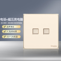 施耐德电气（Schneider Electric） 皓呈珍珠金 开关插座86型面板 家用墙壁式 五孔一开弱电插座 电话+超五类电脑 珍珠金