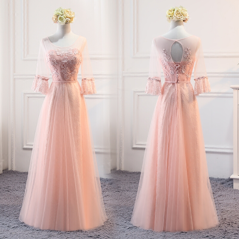粉色伴娘服2018新款夏季韩版婚礼闺蜜装长款伴娘团姐妹裙晚礼服女