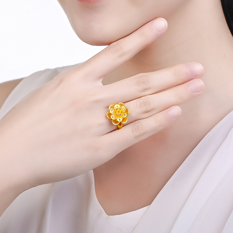 周六福zhouliufu珠宝黄金戒指足金999花型求婚生日戒指计价ab012312