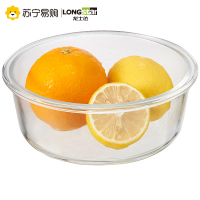 龙士达(longstar)圆形耐热玻璃微波炉饭盒保鲜盒2只套装 密封罐便当盒配双色盖子 950ML+620ml 送保温袋