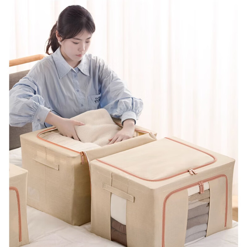 茶花(CHAHUA)990171 布艺收纳箱 66L 50*40*33cm 米色高清大图