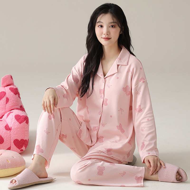 浪莎睡衣女甜美可爱高级感全棉家居服春秋季100%纯棉2024新款长%高清大图