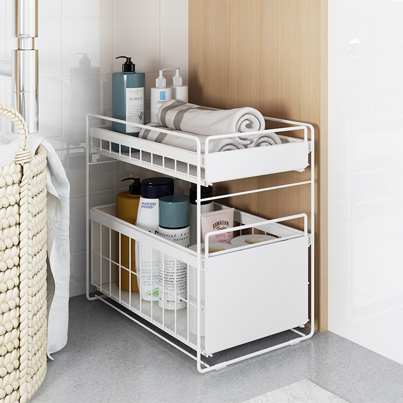 卫生间置物架收纳ciaa落地式浴室洗漱台收纳柜厕所下水双层架子