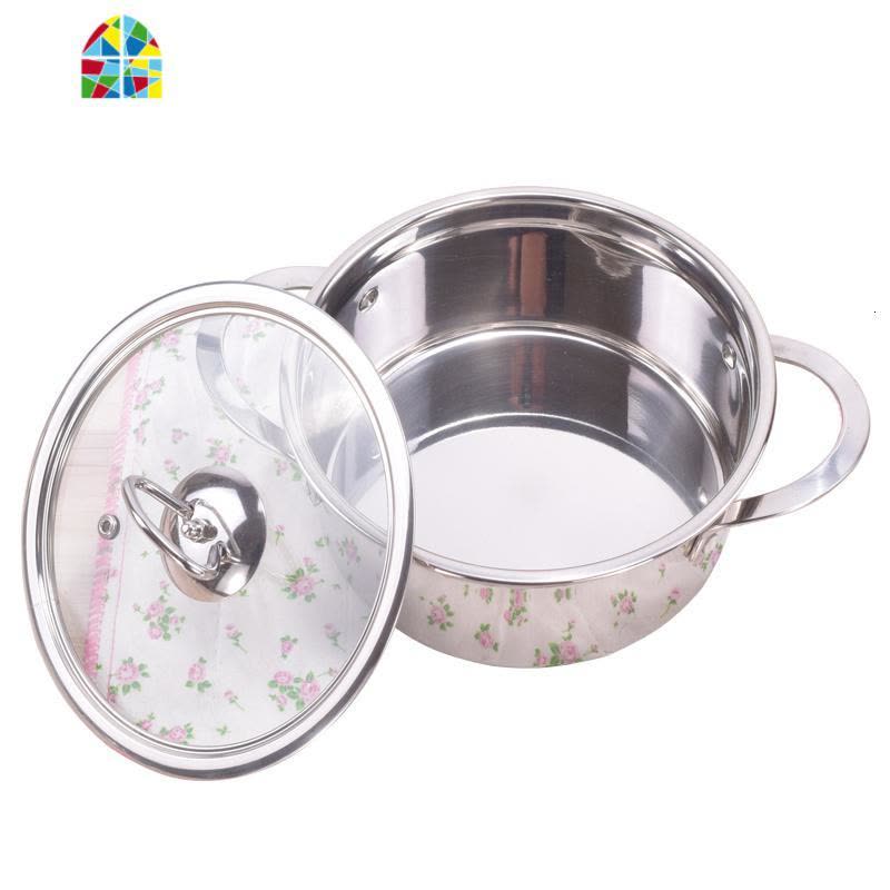 小汤锅不锈钢加厚双耳迷你火锅 燃气电磁炉泡面宝宝辅食锅具奶锅 FENGHOU 沙光16CM图片