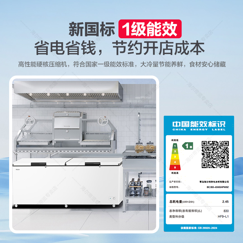 海尔商用冷柜卧式大容量全冷冻冷藏转换七档控温830升BC/BD-830GHPW9Z高清大图