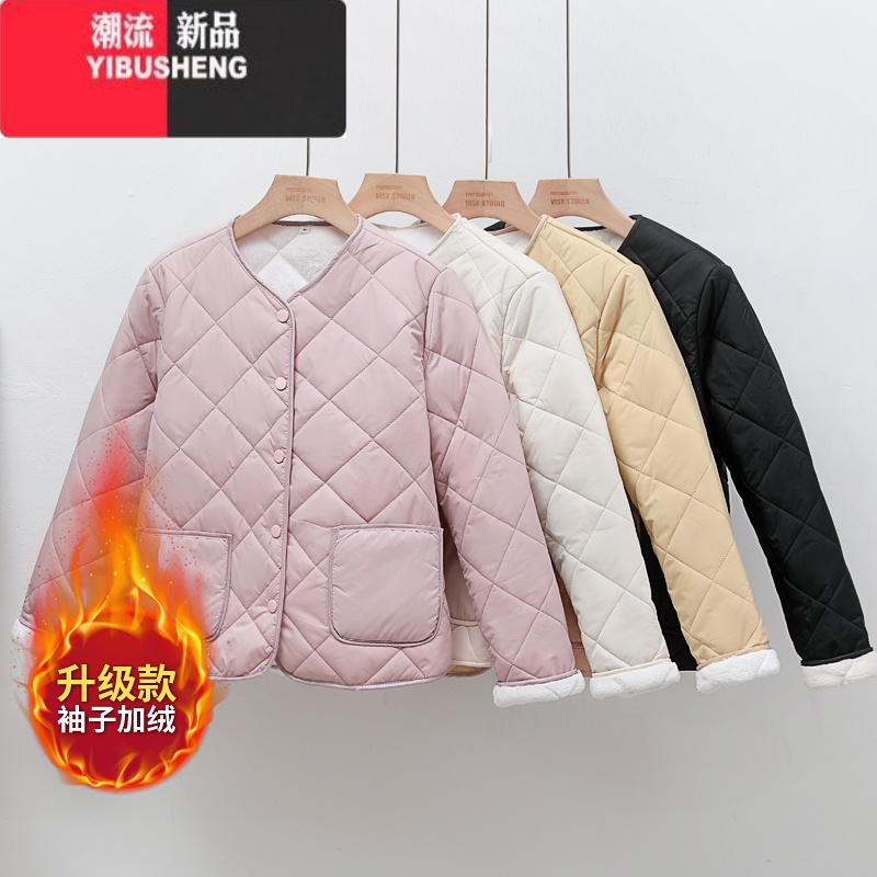 YIBUSHENG内穿小棉袄女加绒加厚内胆棉衣学生校服打底短款保暖羽绒棉服外套高清大图