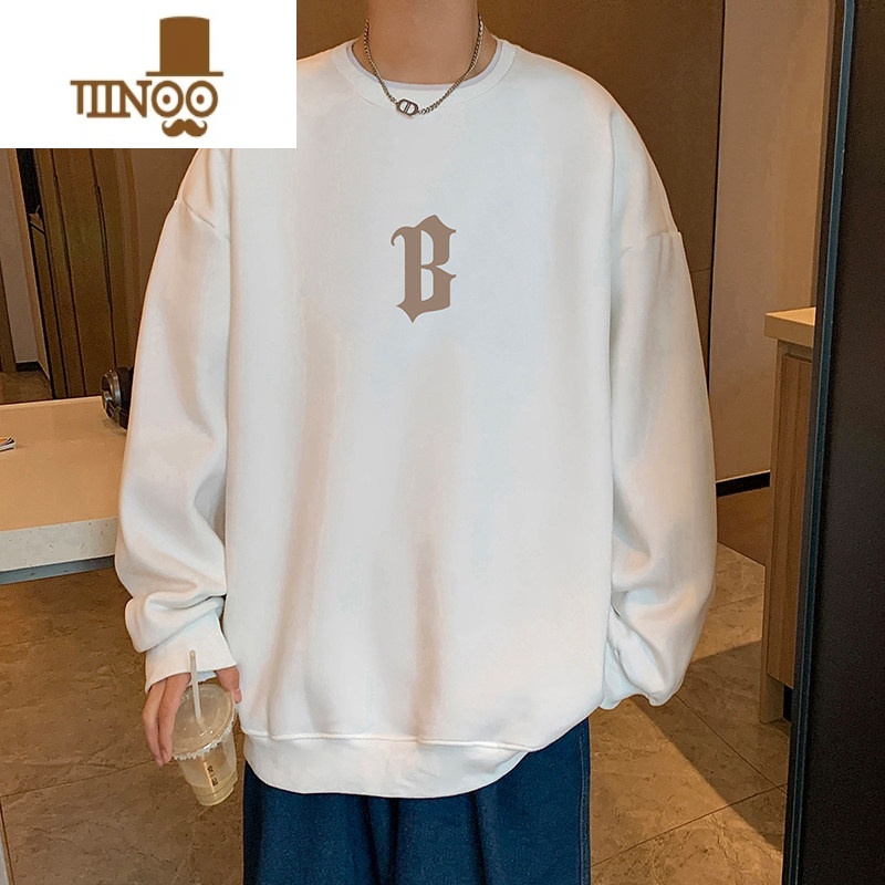 YANXU高街潮牌圆领卫衣男港风宽松情侣长袖男装上衣服潮ins高清大图