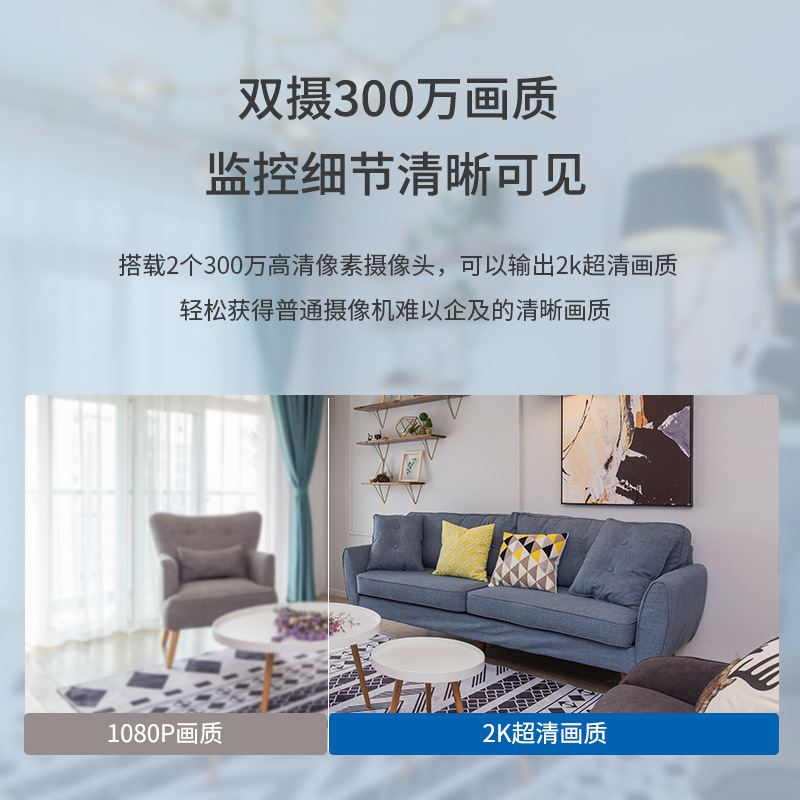 中维世纪家用摄像头手机远程无线监控语音360无死角高清夜视摄影 300万双镜头