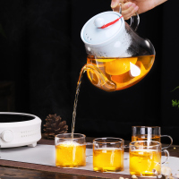 領藝 蒸汽煮茶器陶瓷玻璃煮茶壶普洱黑茶蒸茶器电陶炉烧茶具套装 冷濛配德润白6杯