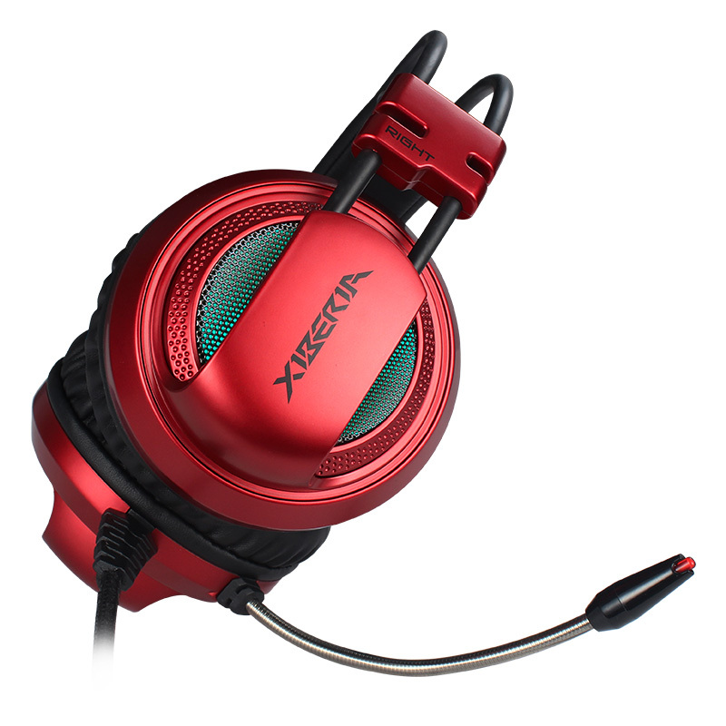 西伯利亚(XIBERIA)V10 电竞游戏耳机头戴式7.1声道重低音7彩发光电脑有线耳机耳麦 红色