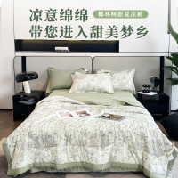 安巢家居(ANCHOW)水洗棉夏被大豆被双层纱夏被四件套夏凉被薄被子空调被椰林树影夏凉被AW10709200*230CM