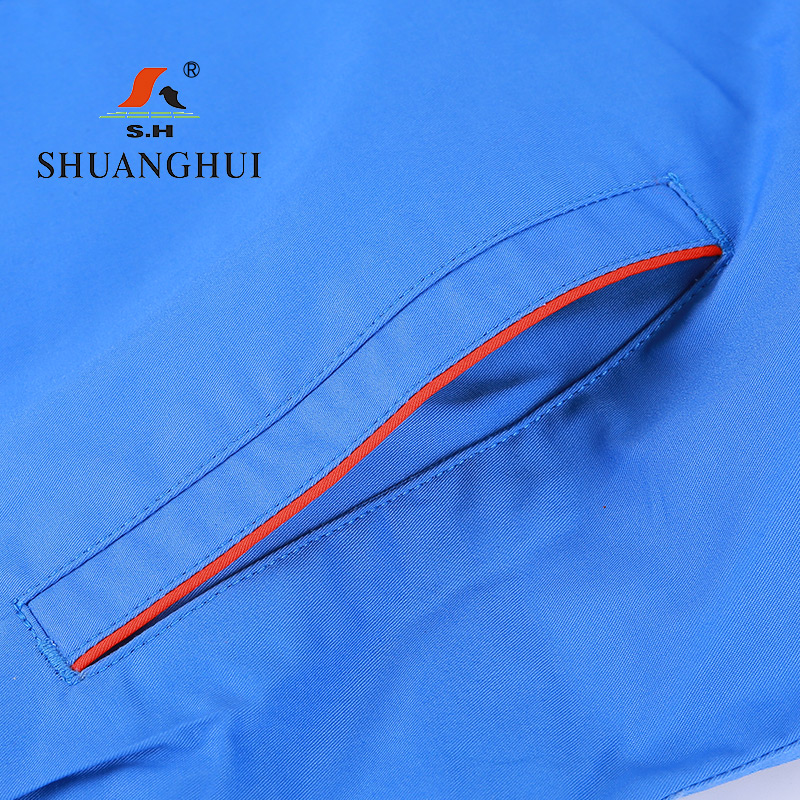 双惠男女款夏季标志工作服SH111064-A,100%棉,靛蓝色,155-195(套)高清大图
