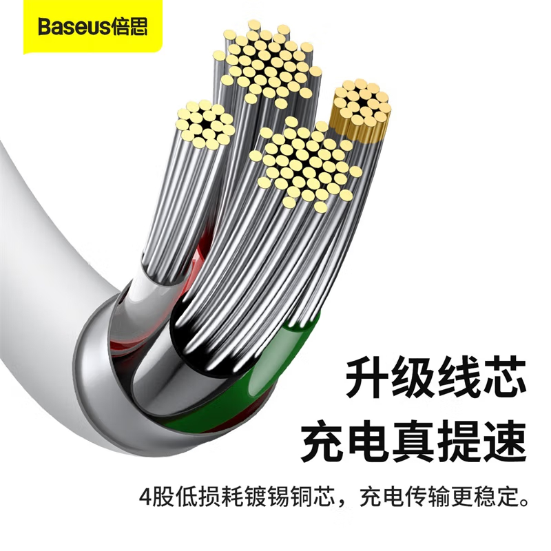 倍思 苹果数据线快充 支持iphone14/13/12Pro/XSMax/iPad Air/手机充电器插头线 2米 白高清大图