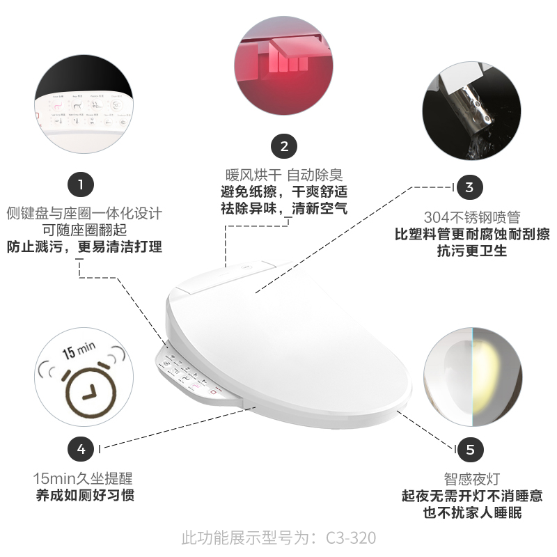 [红点奖]科勒智能马桶盖全自动家用冲洗即热型坐便器盖板31332T