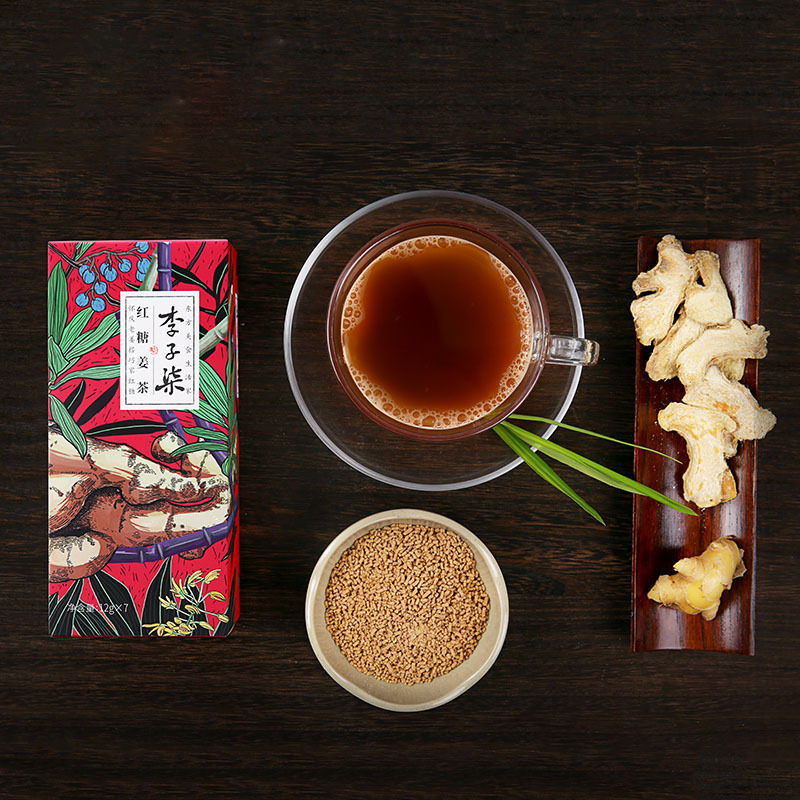 李子柒 红糖姜茶女生大姨妈姜红糖水暖身姜糖茶姜枣茶速溶12g*7条*2盒