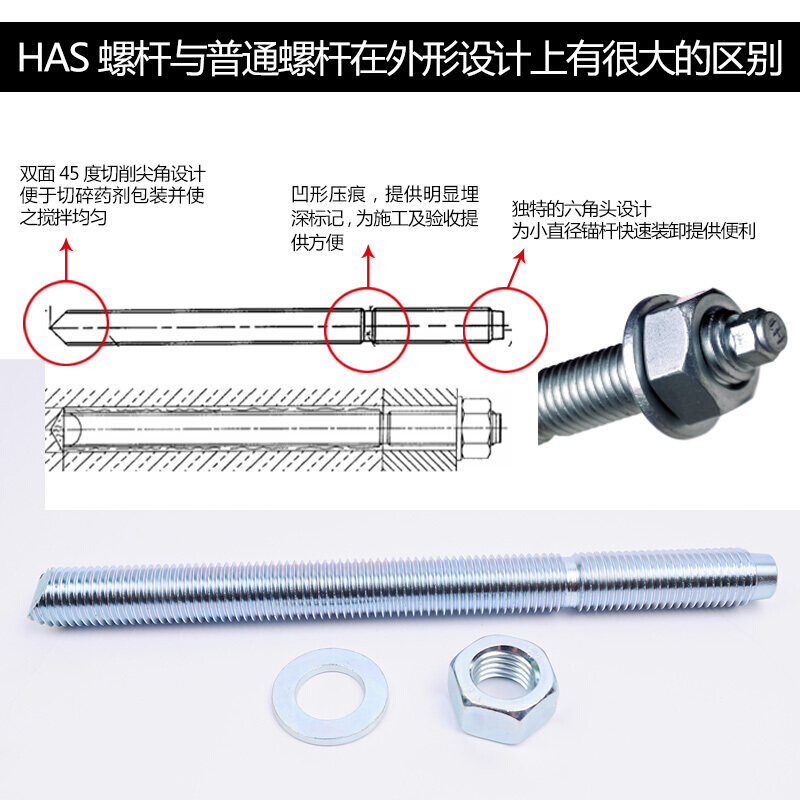 汐岩化学锚栓8101216202430化学螺栓锚栓保证高清大图