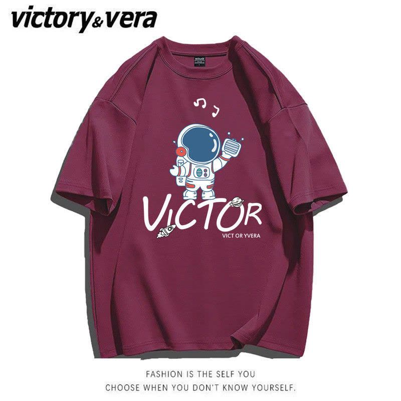 VICTORYVERA黑色短袖t恤女2022夏季新款韩版宽松字母印花半袖上衣图片