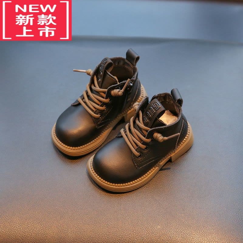 可莉允儿童靴子男童皮靴2022秋冬季加绒小童鞋子马丁靴软底洋气女童短靴图片