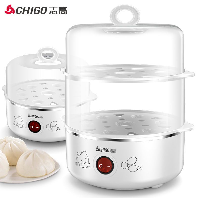 志高CHIGO煮蛋器蒸煮热多功能 防干烧断电 单层蒸蛋器 早餐机 单层+不锈钢碗+量杯