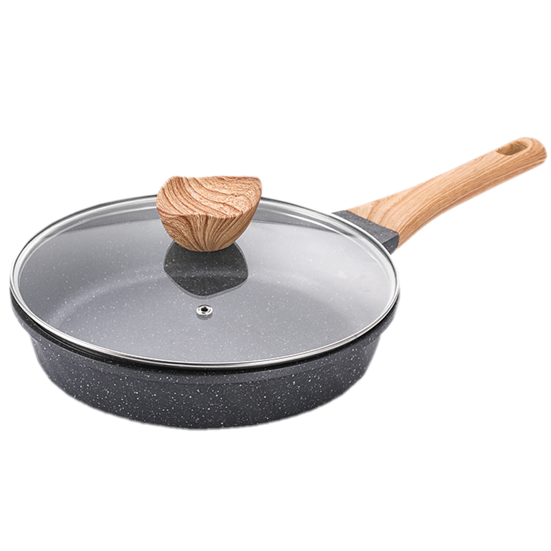 麦饭石24cm单锅盖德国麦饭石平底锅不粘锅煎锅小家用牛排煎蛋锅电磁炉