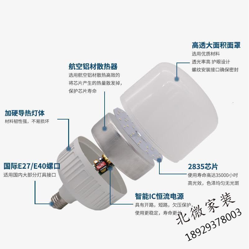 苏宁严选 led灯泡e27(大口) e40螺口球泡灯20W40W60W家用大功率超亮厂房led照明灯 超亮款E27螺图片