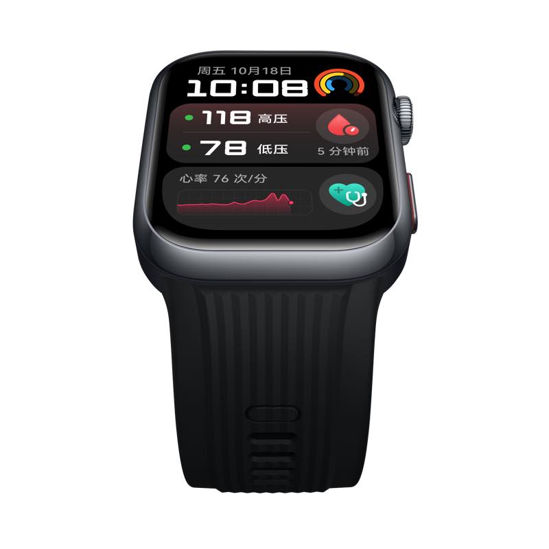 [智能手表]HUAWEI WATCH D2 (LCA-B10) 健康手表 幻夜黑铝合金表壳+黑色氟橡胶表带高清大图