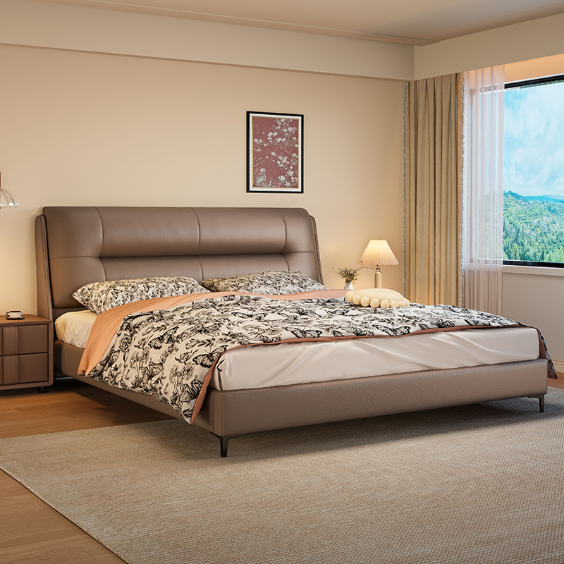 意式轻奢极简真皮床现代简约小户型家用储物双人大床高端大气婚床高清大图
