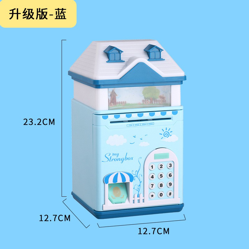 创意储蓄存钱罐儿童防摔家用不可取只进不出密码箱大人用女生可爱 三维工匠 晚安熊-电池音乐款（不带指纹）可刻字