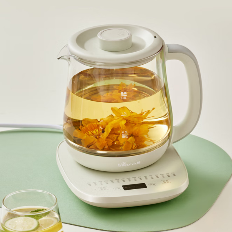 小熊Bear养生壶YSH-K15G6米白1.5升底盘加热无滤网玻璃材质